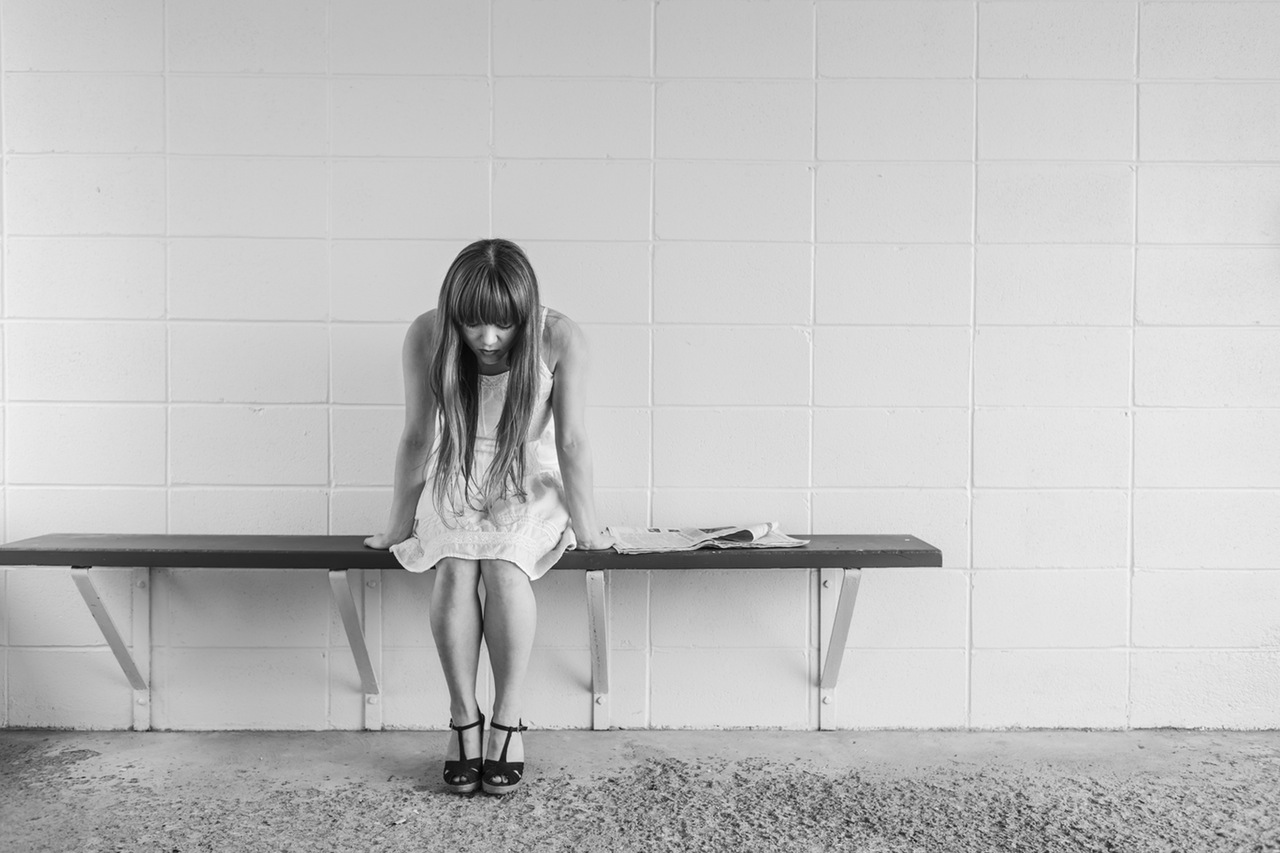 black white woman girl sitting